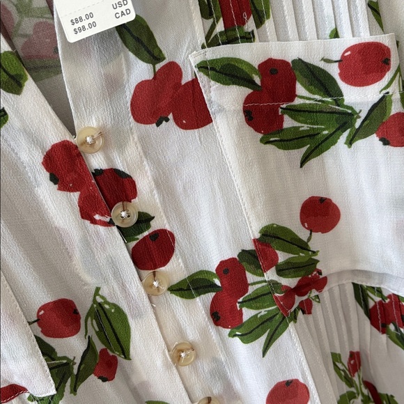 NWT Vera for Anthropologie Floral Buttondown Tank in White, size 1X - Picture 8 of 8